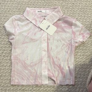 anthropology, Elodie Pink Marble Kids Shirt